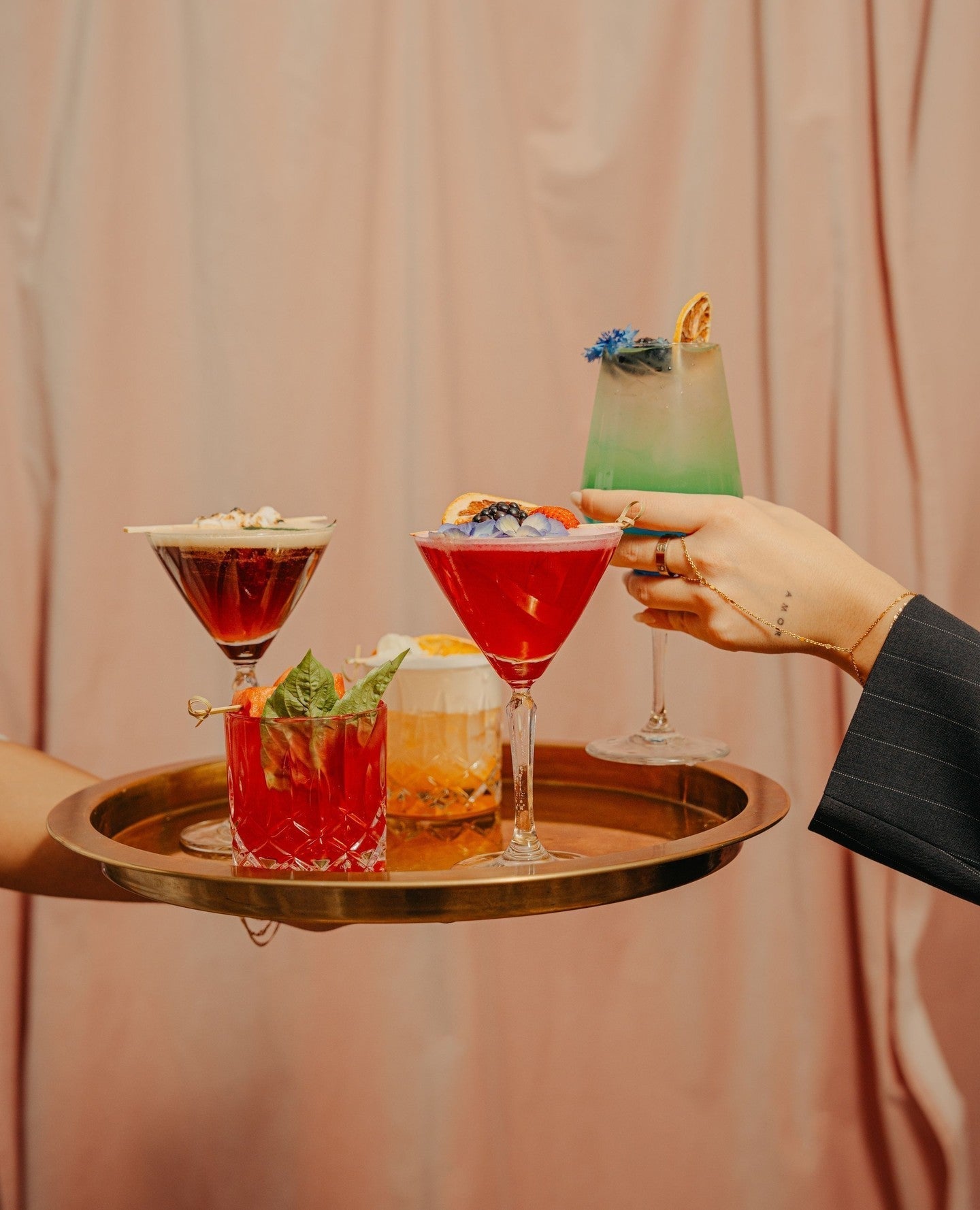 A Tray of Pangea's Signature Cocktails